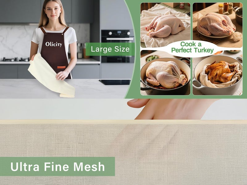Olicity Cheese Cloths, Grade 90, 45 Sq Feet, Reusable Cheese Cloth with Closed Edges Unbleached Cotton Cheesecloth for Straining, Fine Mesh Fabric Muslin Cloth for Cooking, Baking, Milk,Crafts-5 Yards - Image 3